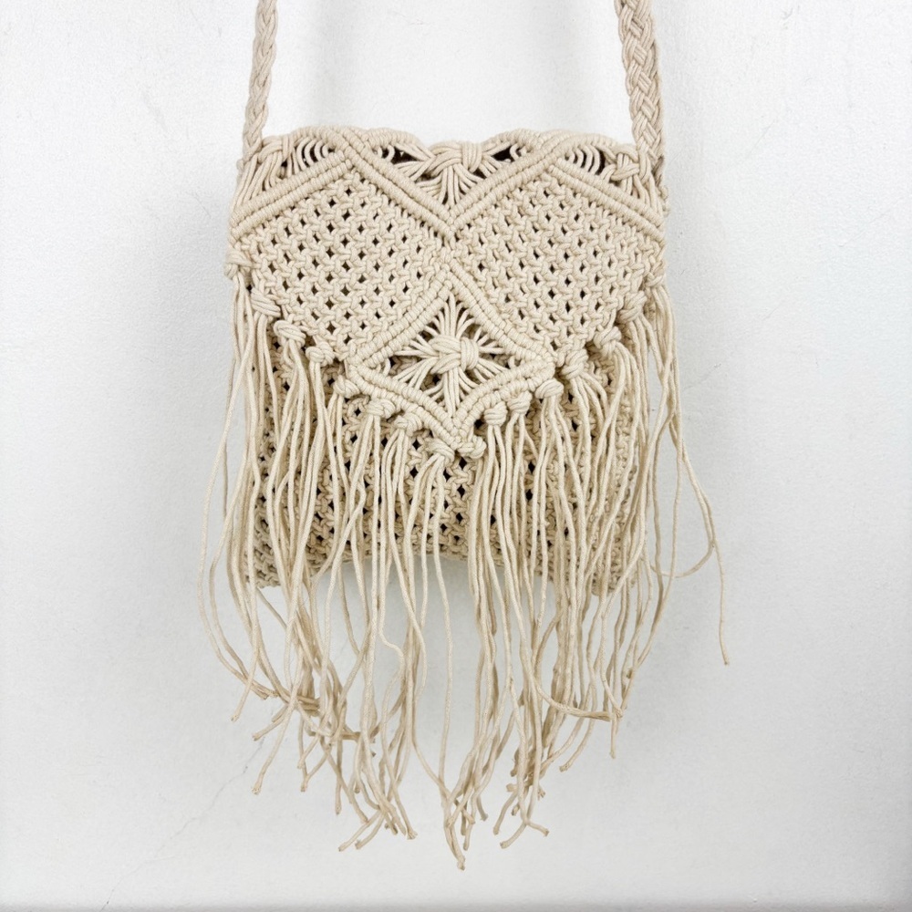 Macrame Woven Fringe Boho Crossbody bag - Picture 2 of 8